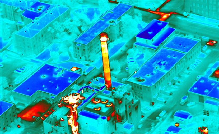 Infrared image showing a building energy audit