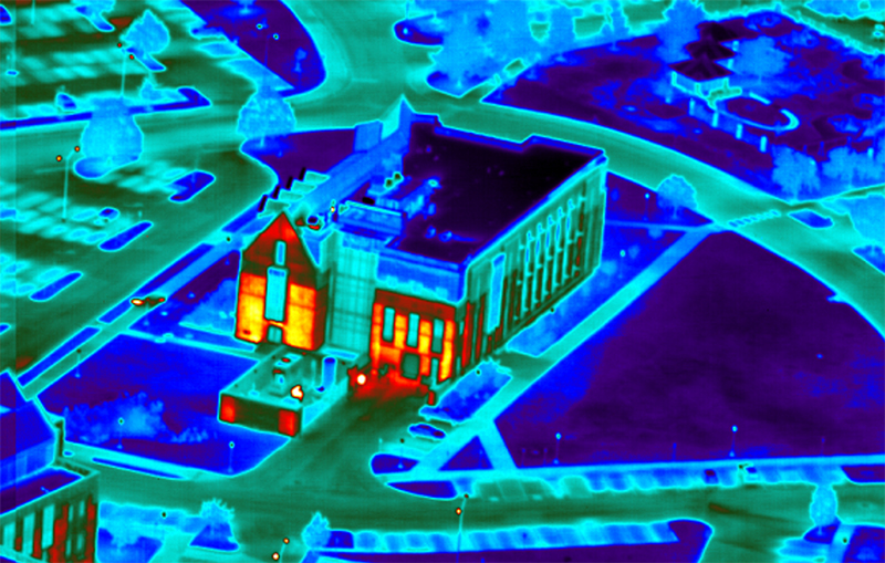 Infrared image showing a building energy audit