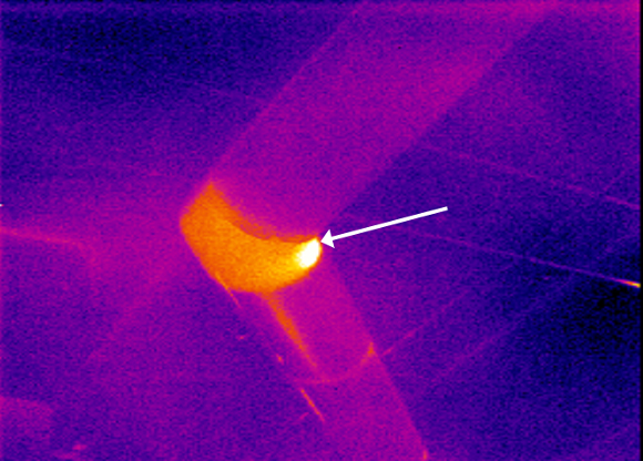 Infrared image showing the survey of a refrigeration system