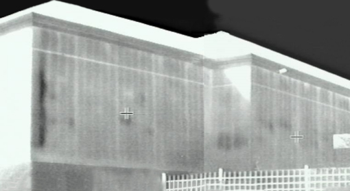 Infrared image showing moisture damage in a building wall