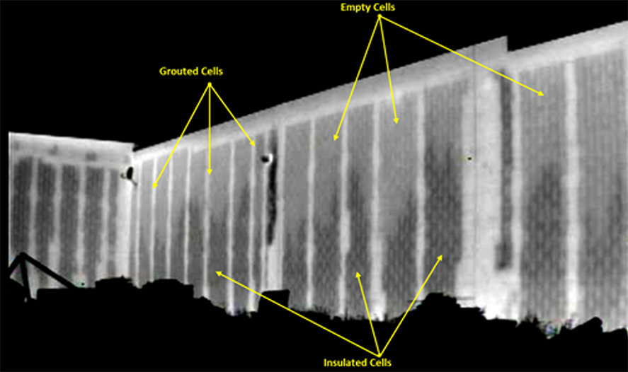 Infrared image showing a building construction defect survey